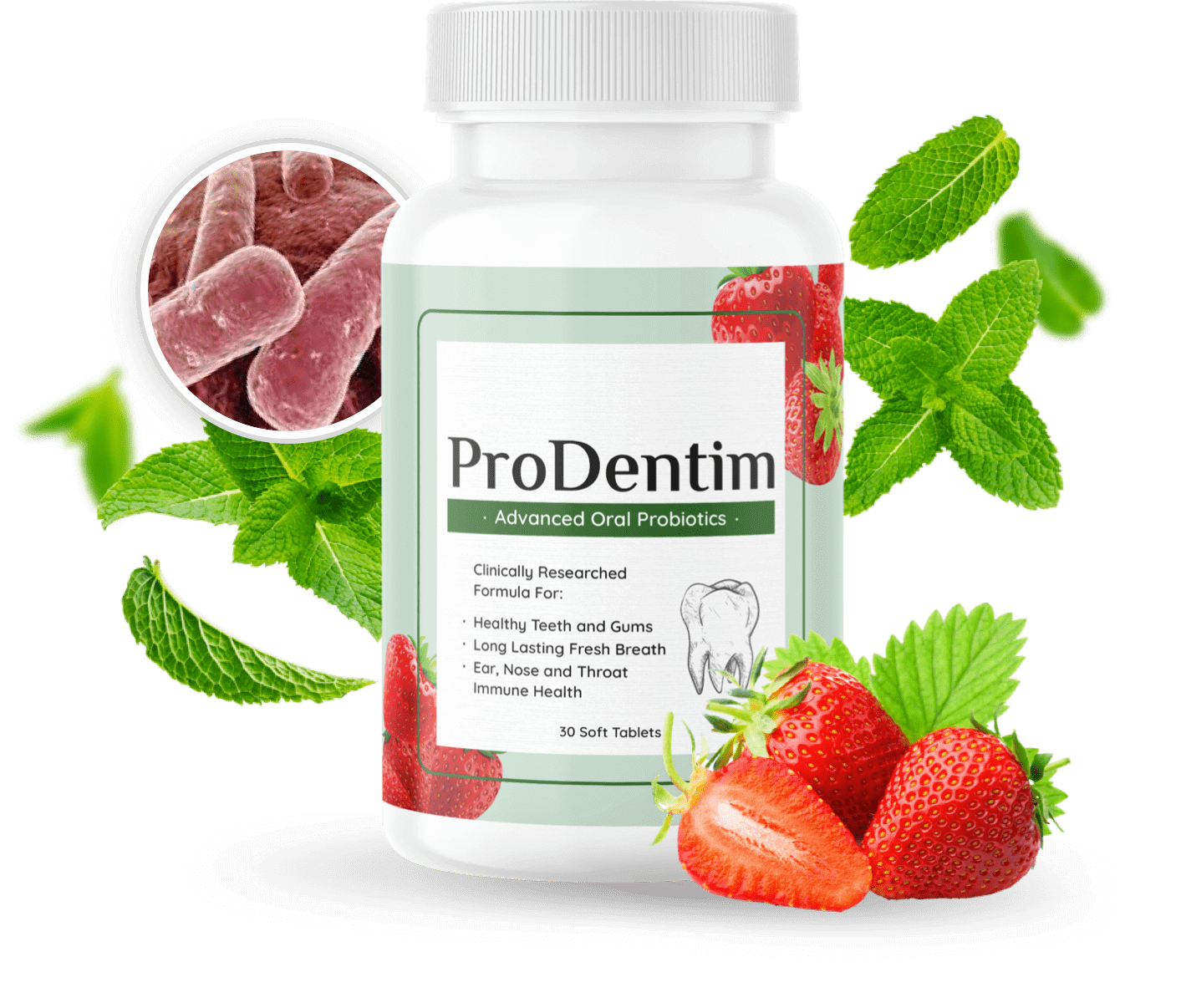 ProDentim bottles and chewable oral probiotic